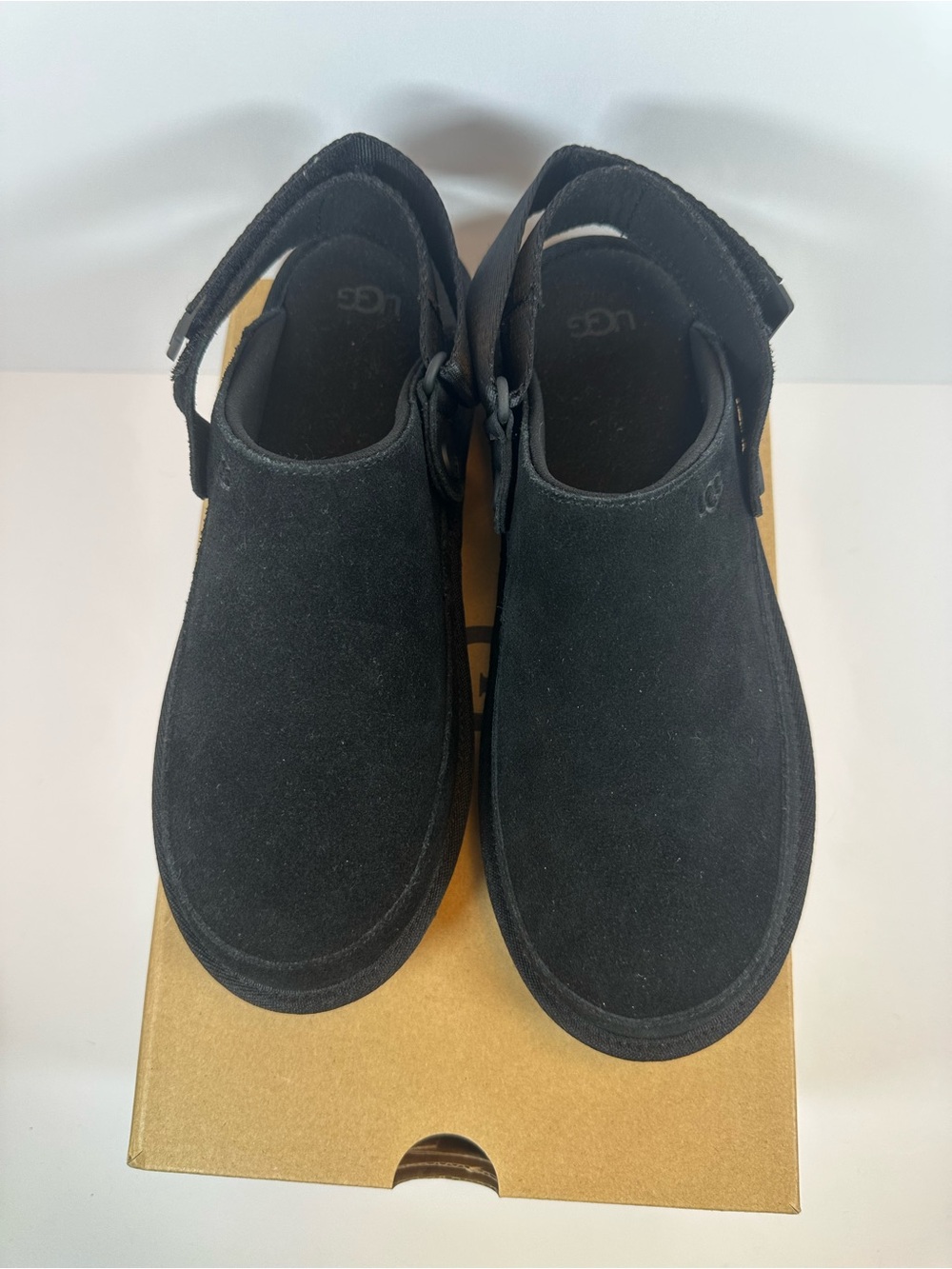 UGG Black Suede Slingback Clog Sandals